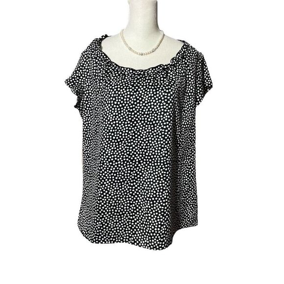 Coldwater Creek Size L 14 Womens Top Short Sleeve Black & White - Picture 1 of 6